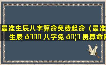 最准生辰八字算命免费起命（最准生辰 🍀 八字免 🦄 费算命网站）